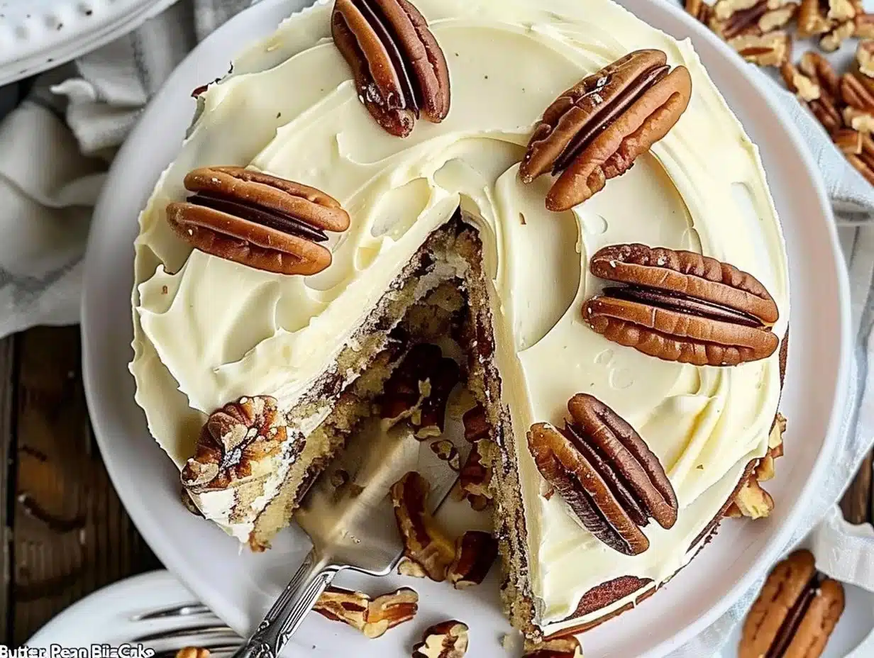 Butter Pecan Bliss Cake 1 Delicious Butter Pecan Bliss Cake topped with pecans and creamy frosting