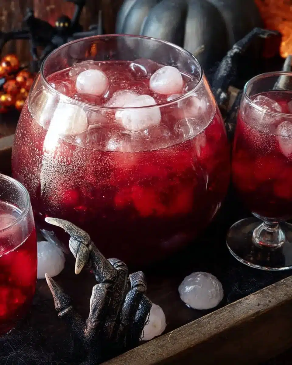 Colorful Halloween Punch for Kids served in a festive bowl with spooky decorations.