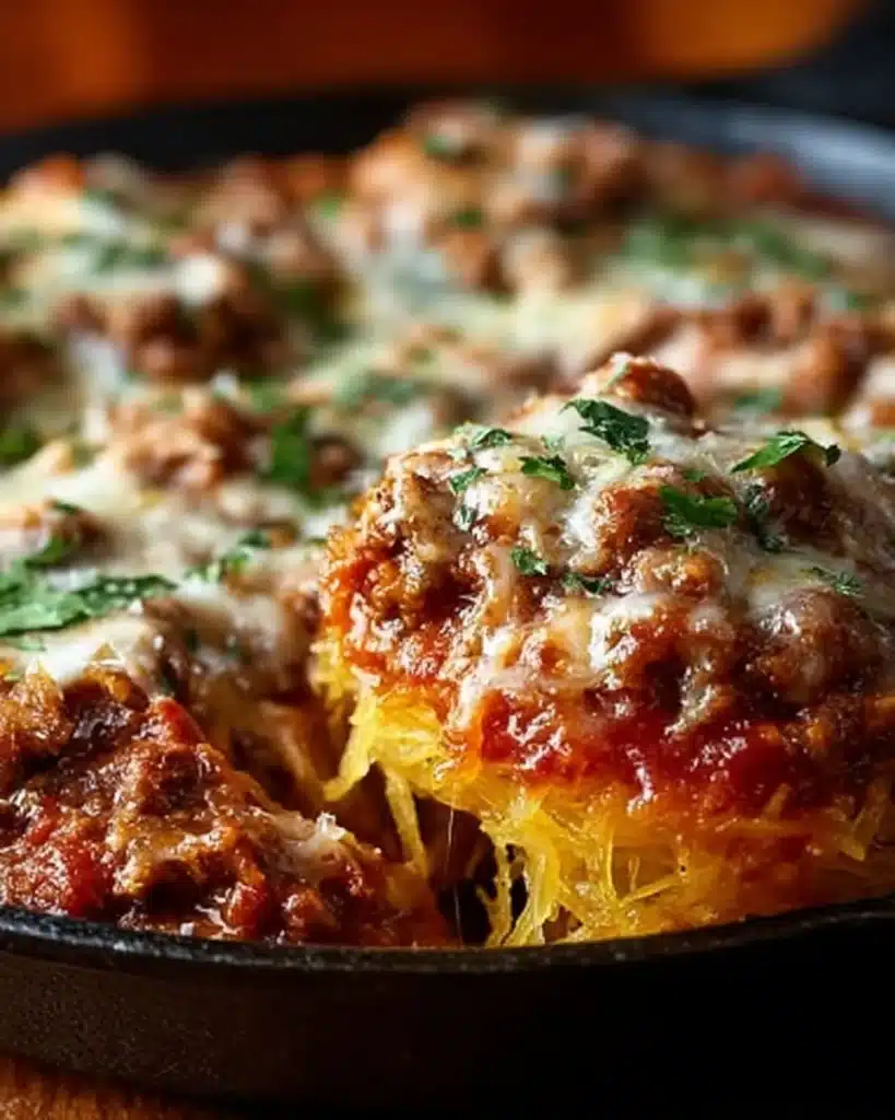 Delicious Million Dollar Spaghetti Squash Pasta served in a bowl
