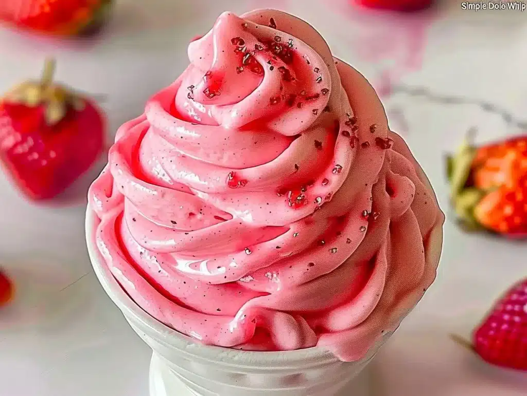 Delicious homemade Strawberry Dole Whip dessert served in a bowl