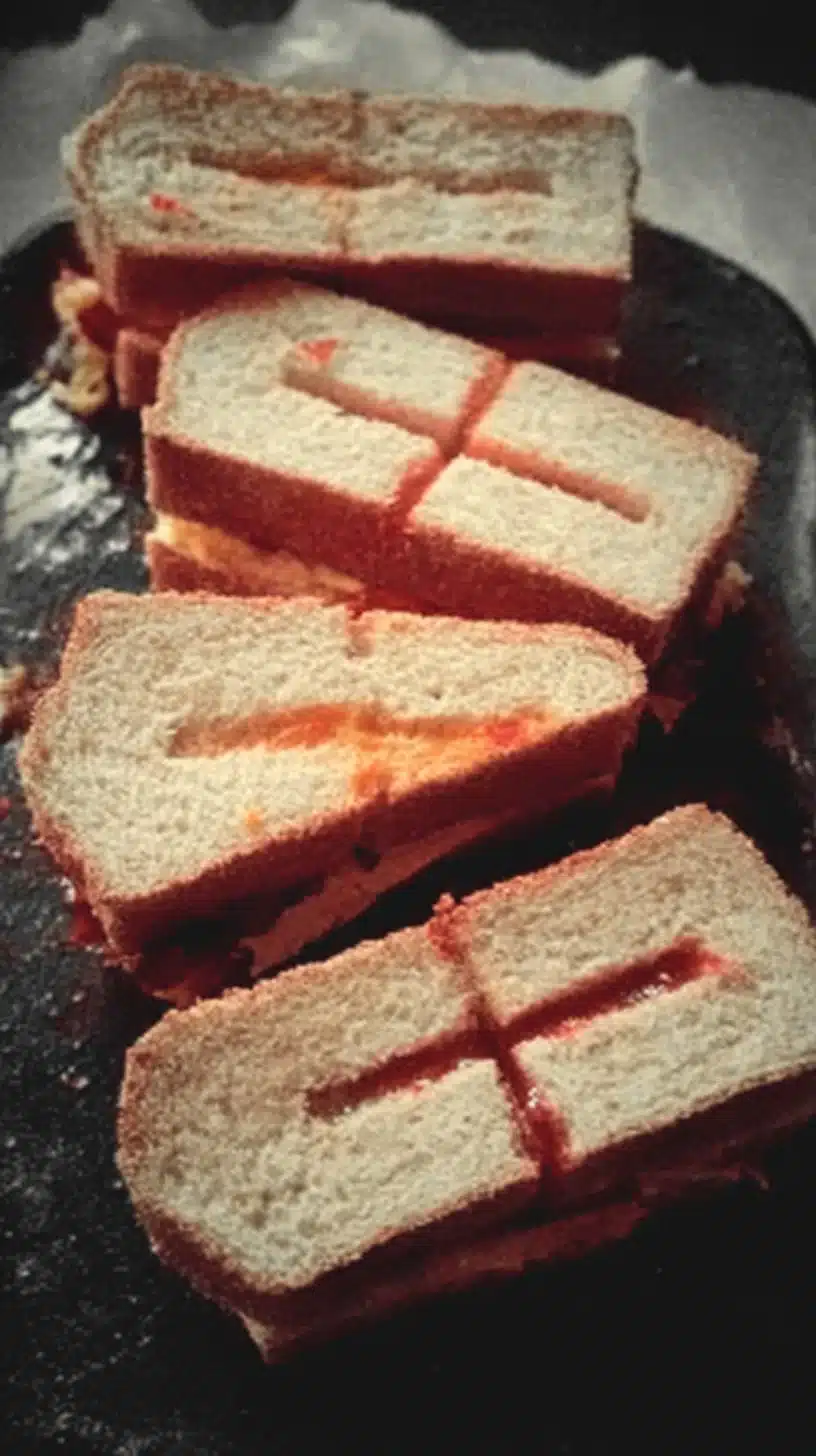 Coffin sandwiches served at a Halloween-themed party.