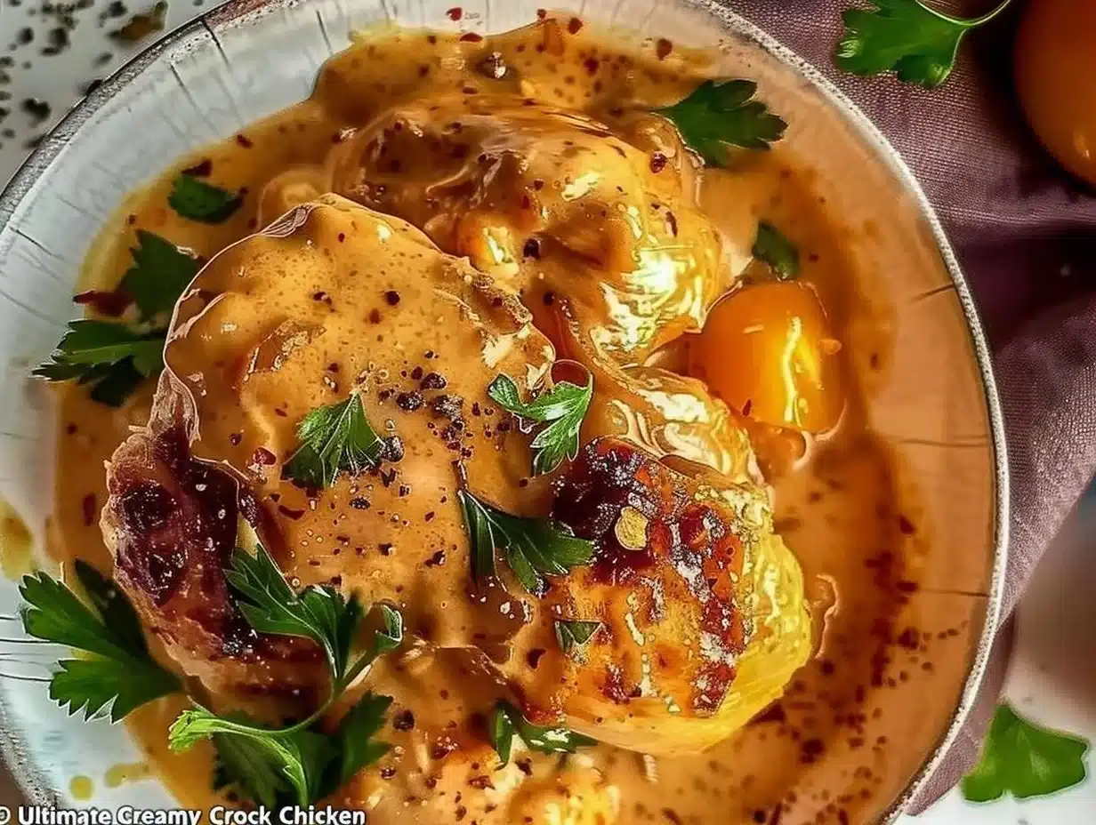 Creamy Crock Pot Ranch Chicken served in a bowl with fresh herbs