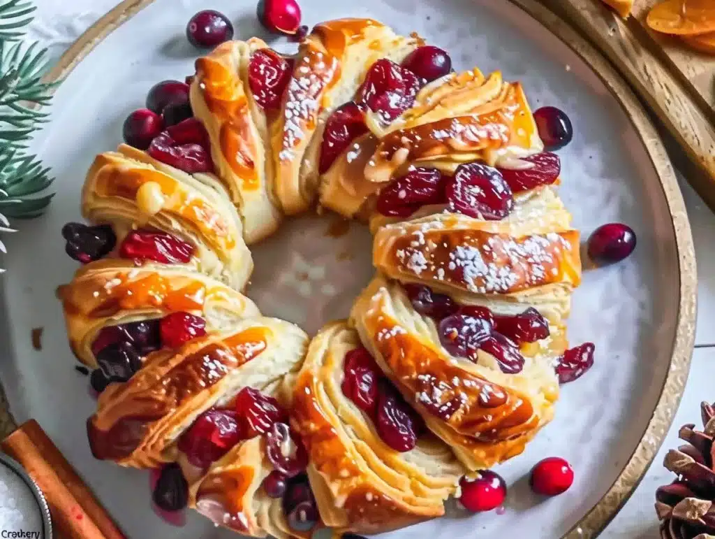 Delicious Turkey Cranberry Crescent Ring served on a festive table