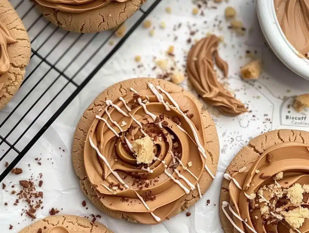 Delicious Biscoff cookie butter cookies stacked on a plate