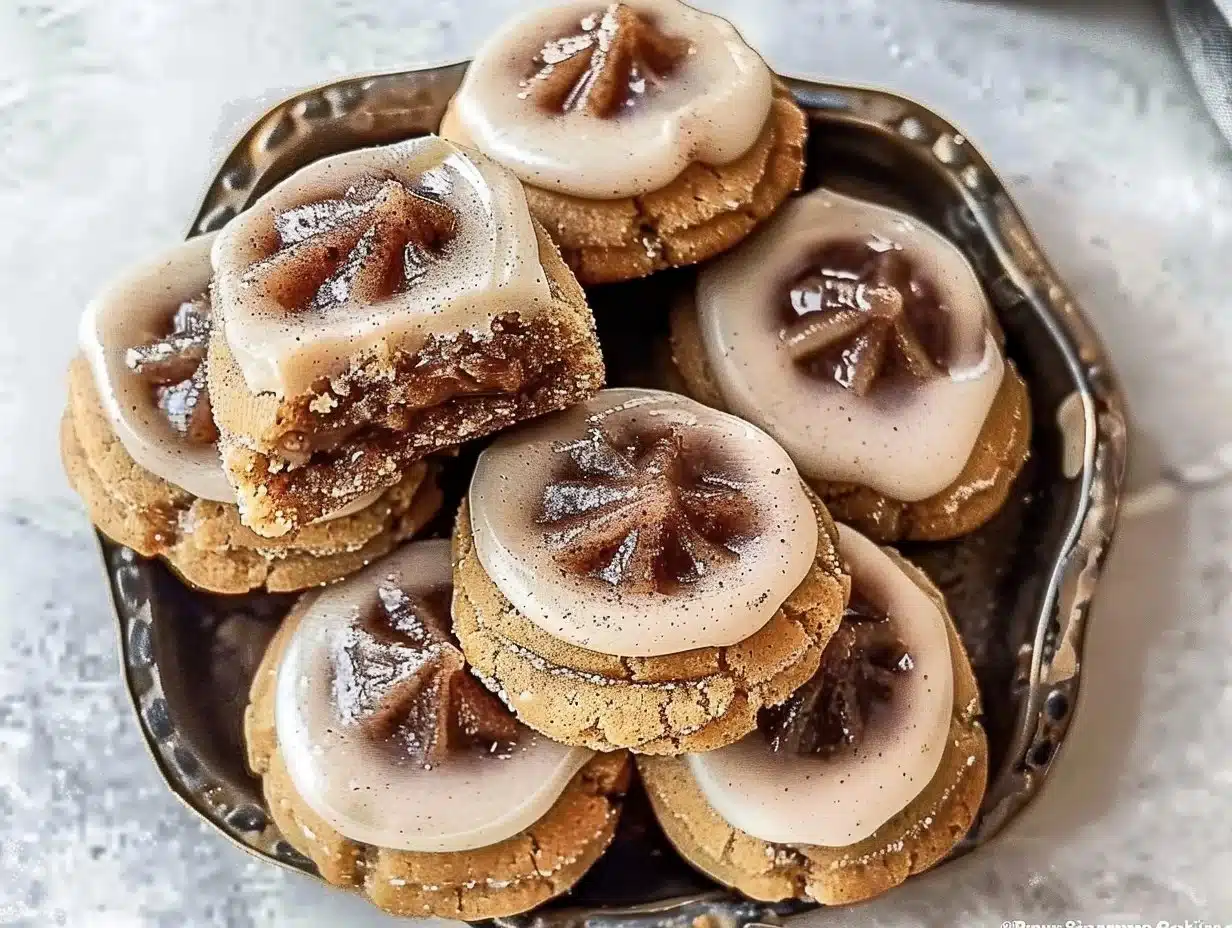 Freshly baked Brown Sugar Cinnamon Cookies stacked on a plate