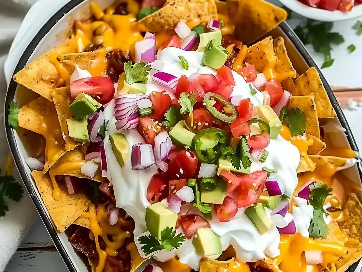 Bundt Pan Nachos 1 Delicious Bundt Pan Nachos served with toppings in a bundt pan