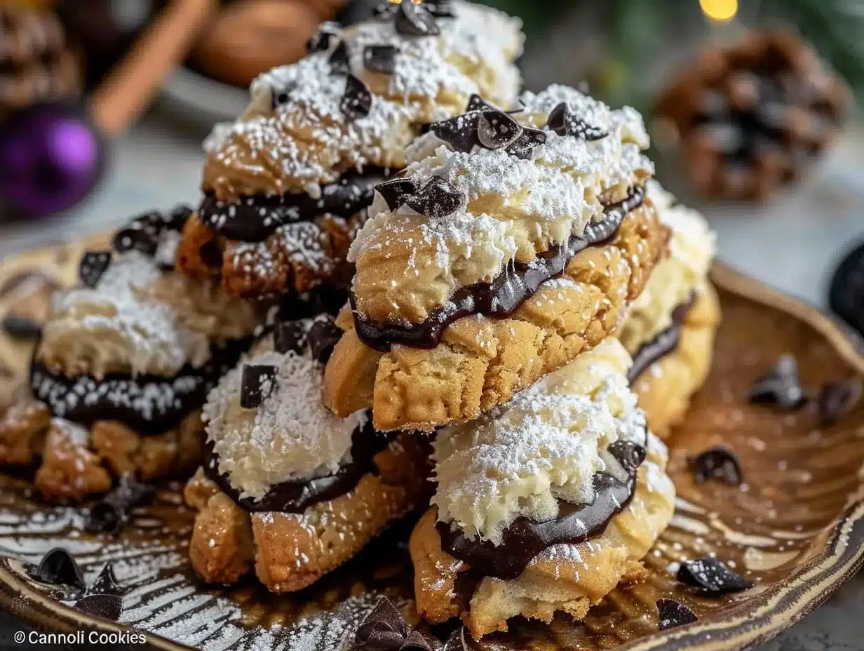 Deliciously styled cannoli cookies on a white plate