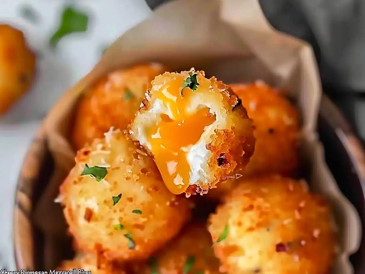 Delicious cheesy Parmesan Mozzarella bites served as a snack