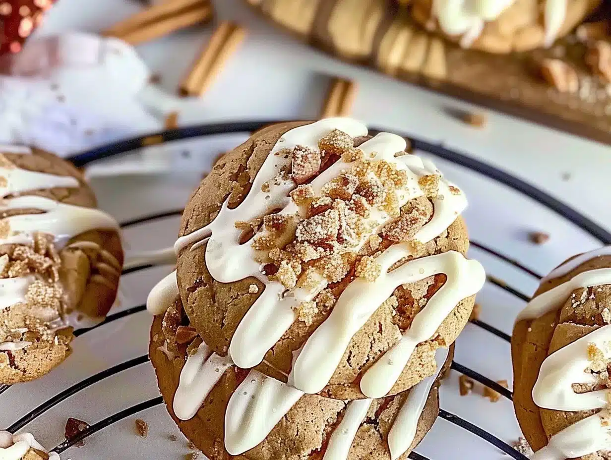 Chewy Maple Cinnamon Cookies with White Chocolate 1 Chewy maple cinnamon cookies with white chocolate chips on a plate