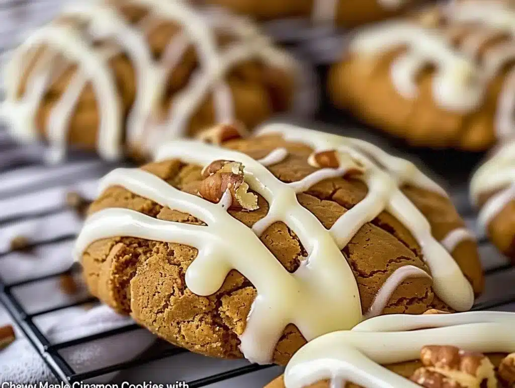 Chewy Maple Cinnamon Cookies with White Chocolate on a plate