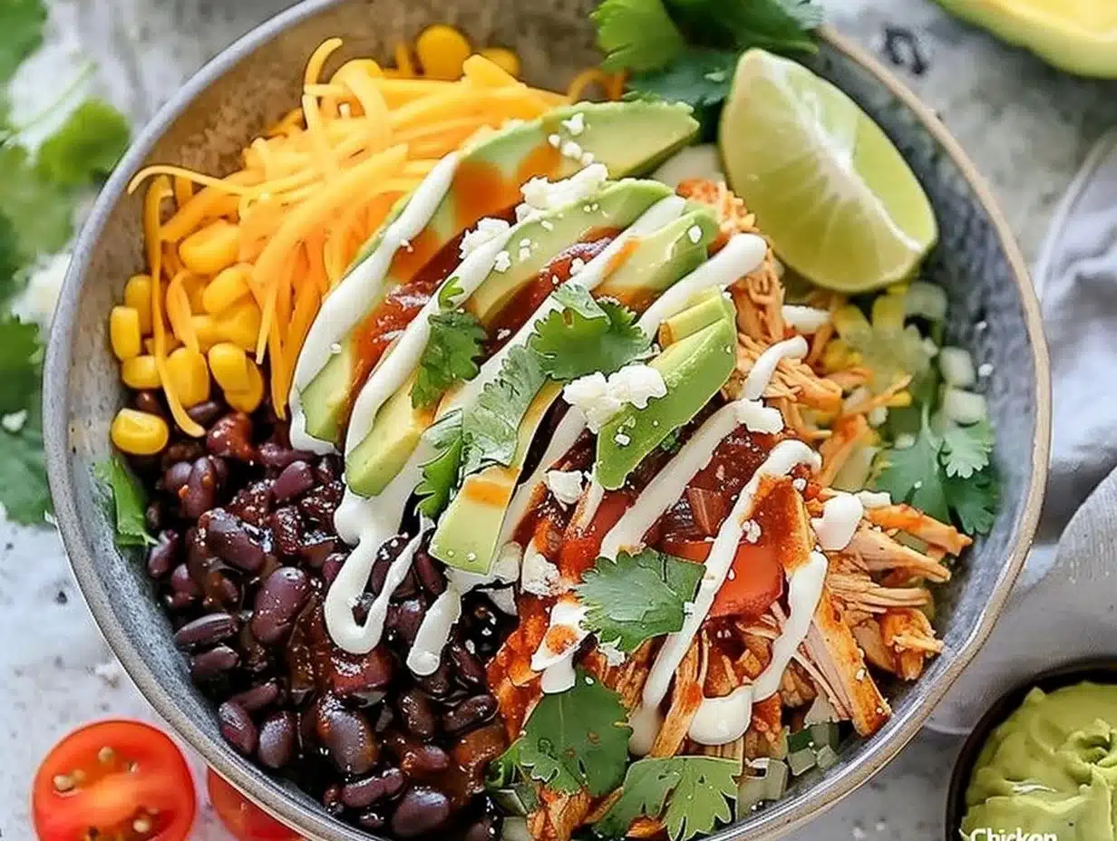 Delicious Chicken Burrito Bowl with fresh ingredients and vibrant toppings