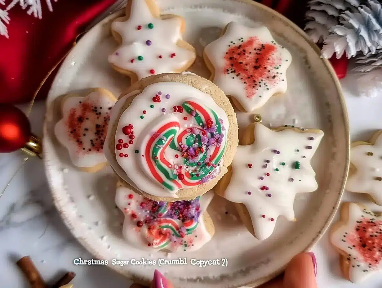 Christmas Sugar Cookies (Crumbl Copycat) 1 Delicious Christmas sugar cookies inspired by Crumbl recipe
