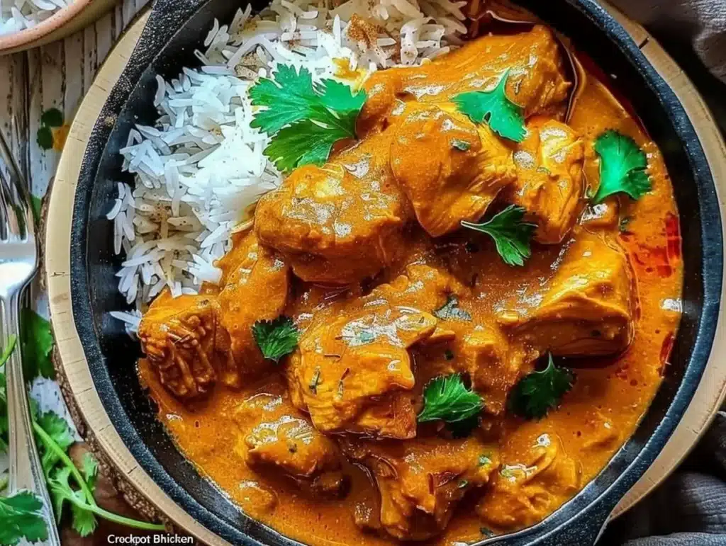 Delicious Crockpot Butter Chicken with creamy sauce and spices