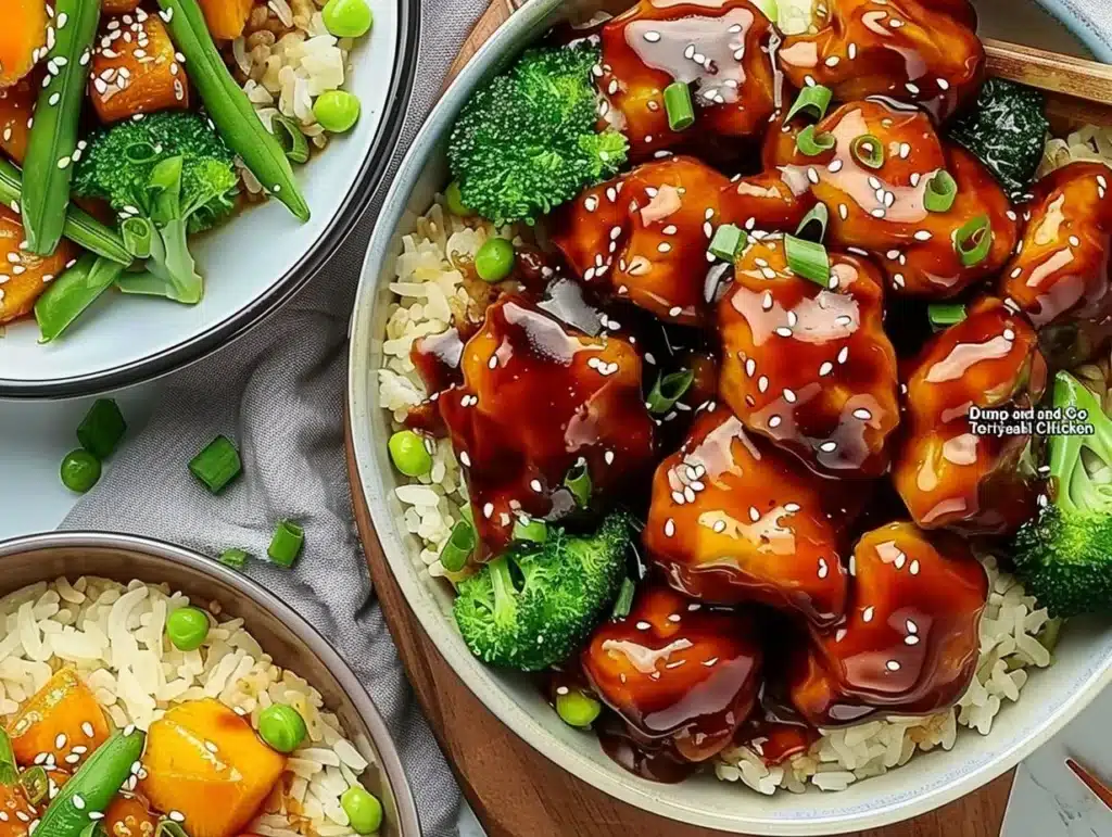 Crockpot Teriyaki Chicken prepared in a slow cooker with delicious sauce