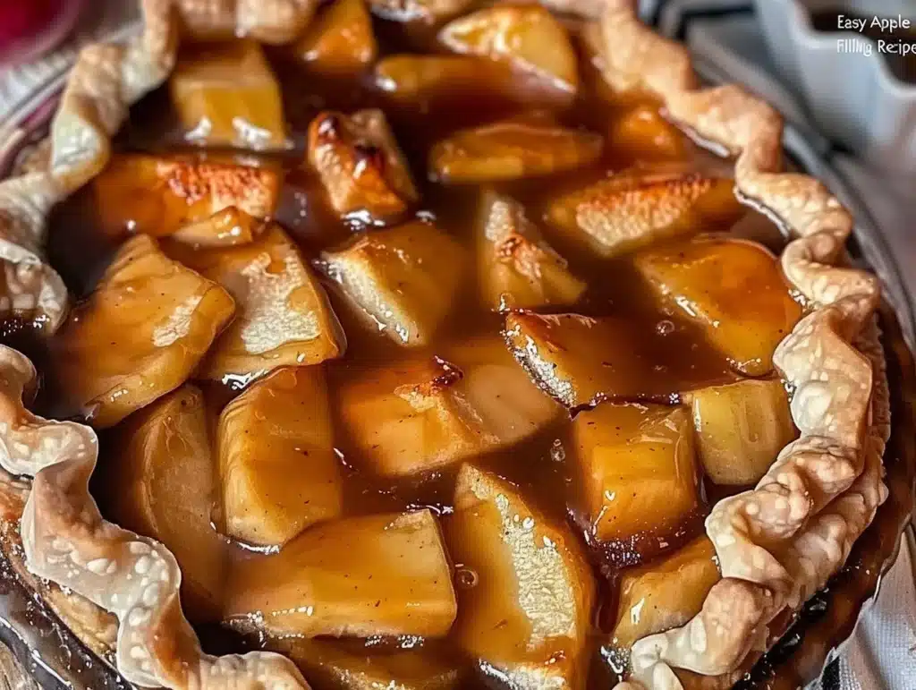 Homemade apple pie filling prepared with fresh apples and spices