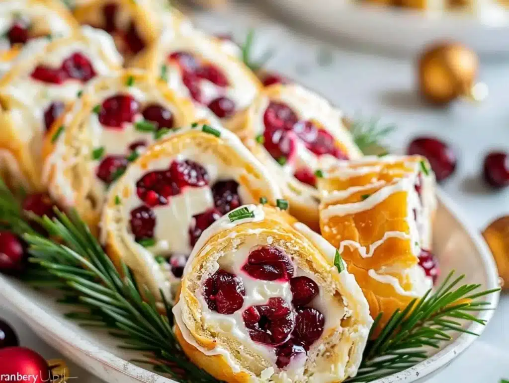 Festive Christmas Cranberry Roll Ups ready for holiday celebrations