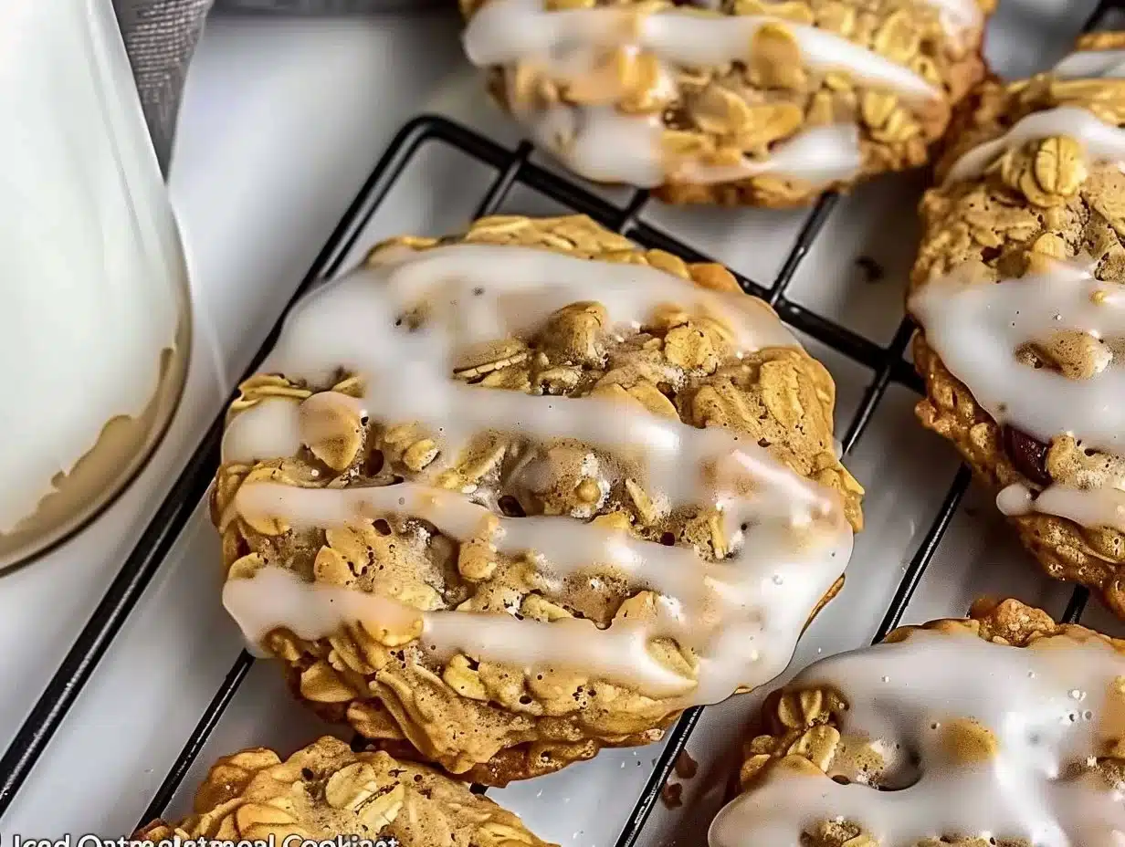 Delicious Iced Oatmeal Cookies inspired by Crumbl recipe