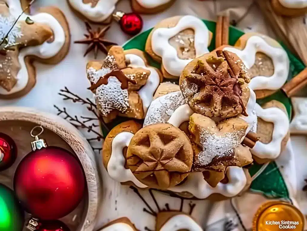 A mix of colorful Kitchen Sink Christmas Cookies on a festive holiday plate.