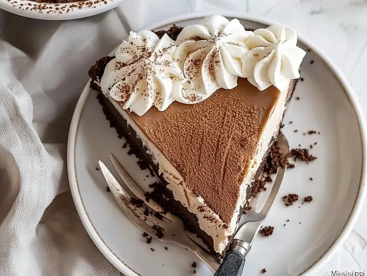 Mississippi Mud Pie 1 Delicious homemade Mississippi Mud Pie with chocolate layers and whipped cream