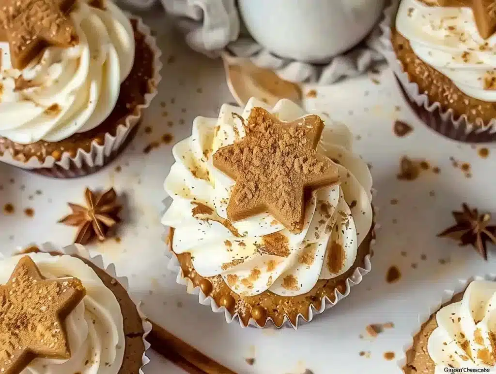 No-Bake Gingerbread Cheesecake Cups decorated with holiday spices