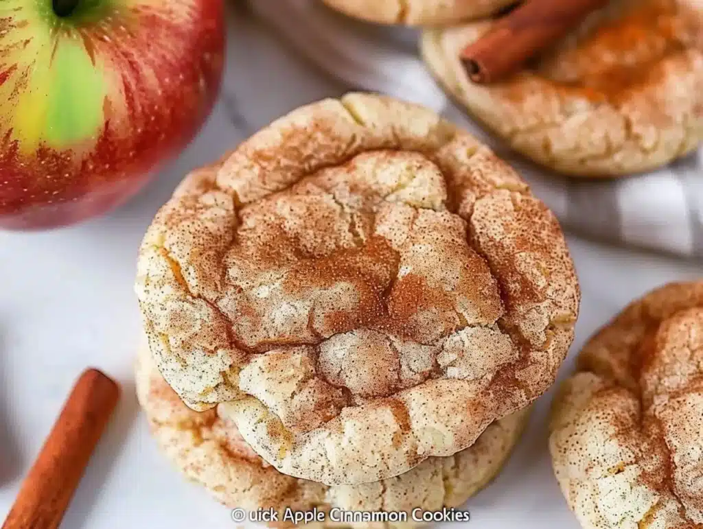 Freshly baked Apple Cinnamon Snickerdoodle Cookies on a cooling rack
