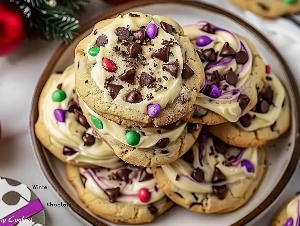 Winter Wonderland Chocolate Chip Cookies 1 Delicious Winter Wonderland Chocolate Chip Cookies with chocolate chunks and festive decor