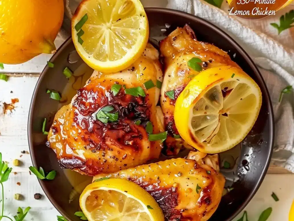 30-minute lemon chicken dish prepared with fresh ingredients and vibrant flavors
