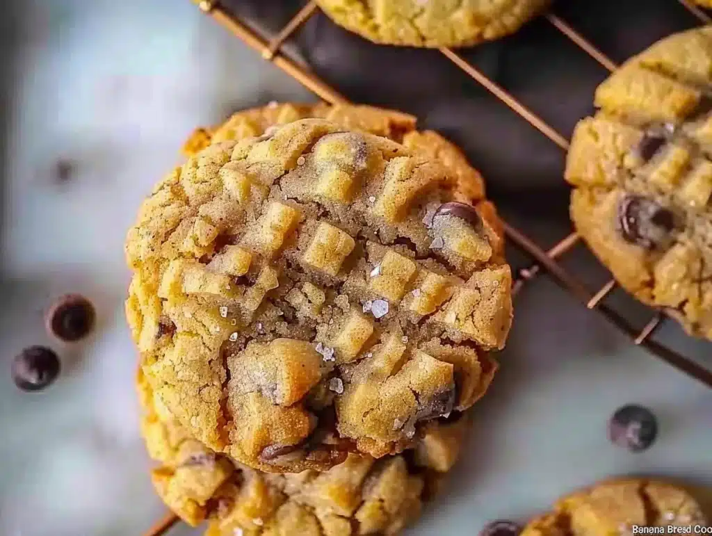 A plate of freshly baked banana bread cookies with chocolate chips