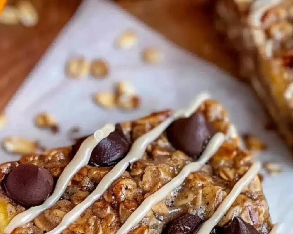 Healthy homemade Banana Oatmeal Bars with ripe bananas and oats