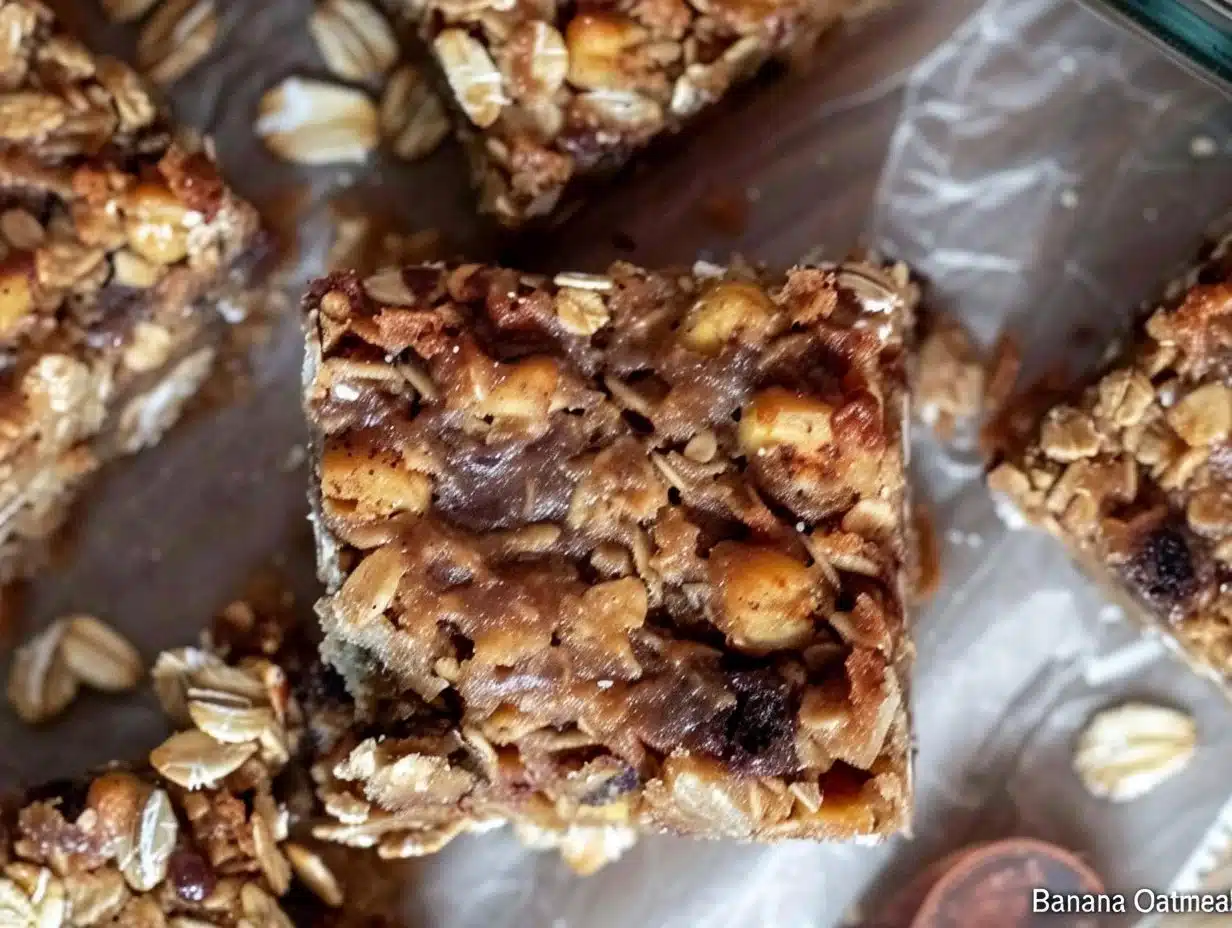 Delicious banana oatmeal bars ready to eat