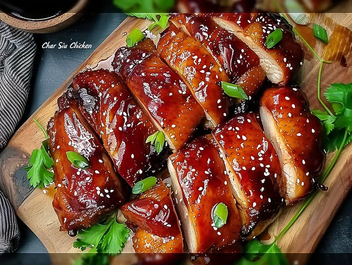 Delicious barbecued pork chicken dish served on a platter