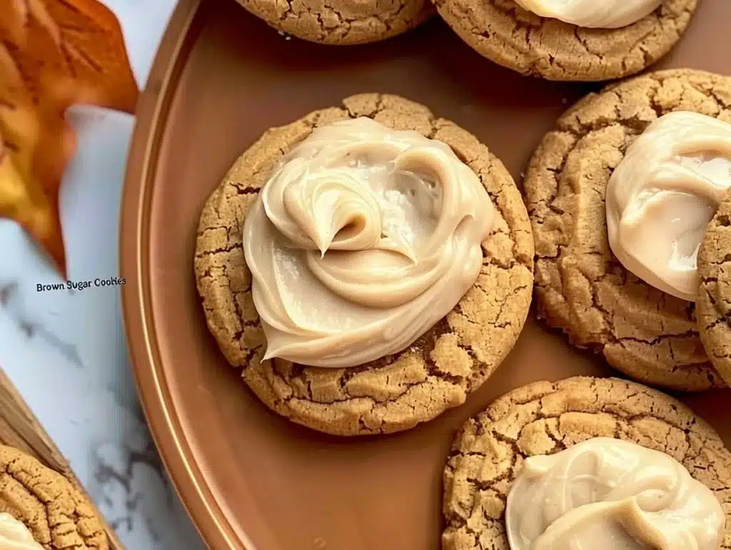 Freshly baked Brown Sugar Maple Cookies on a wooden platter