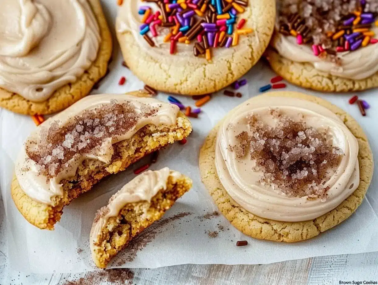 Brown Sugar Pop Tart Cookies 1 Deliciously baked Brown Sugar Pop Tart Cookies on a plate.