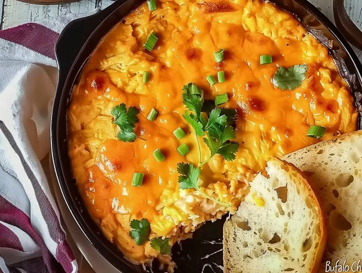 Buffalo Chicken Dip 1 Creamy Buffalo Chicken Dip served in a bowl with tortilla chips