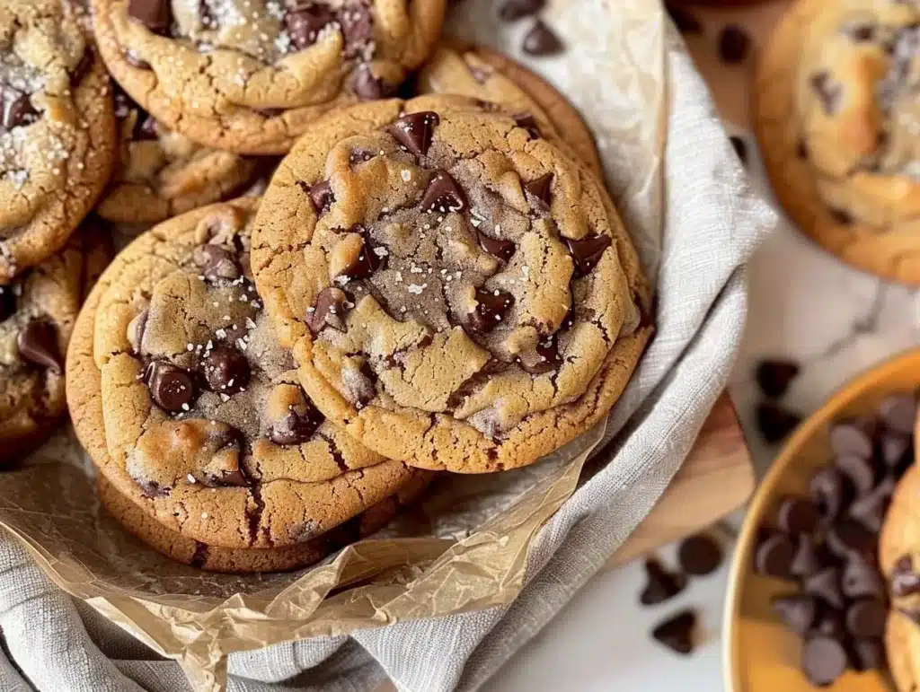 Delicious chewy chocolate chip cookies on a cooling rack