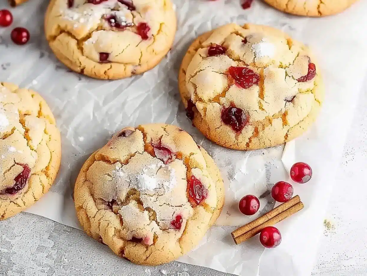 Chewy Christmas Cranberry Orange Cookies with cranberries and orange zest
