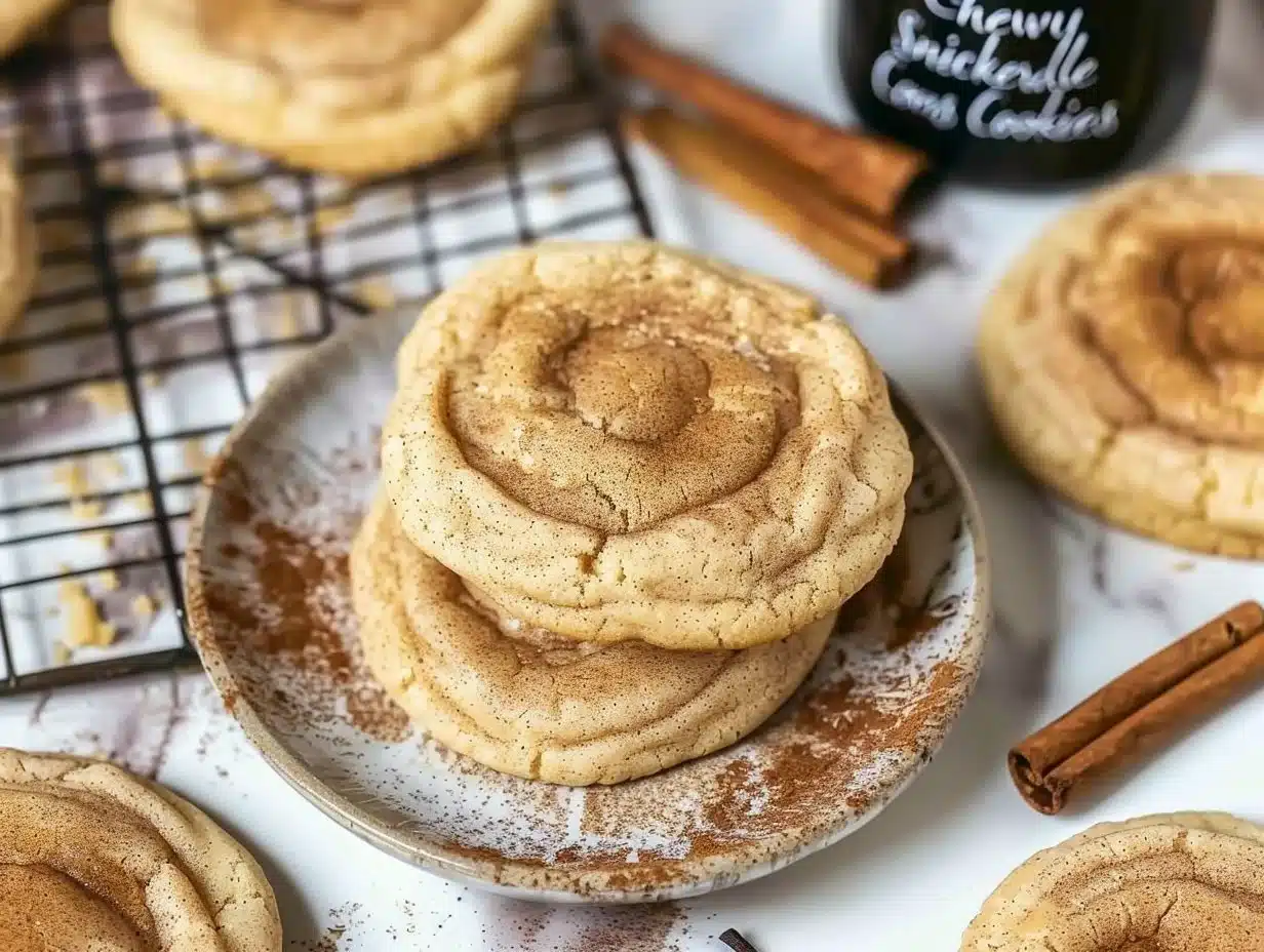Chewy snickerdoodle cookies with cinnamon sugar topping