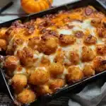 Delicious Chili Cheese Tater Tot Casserole served in a dish