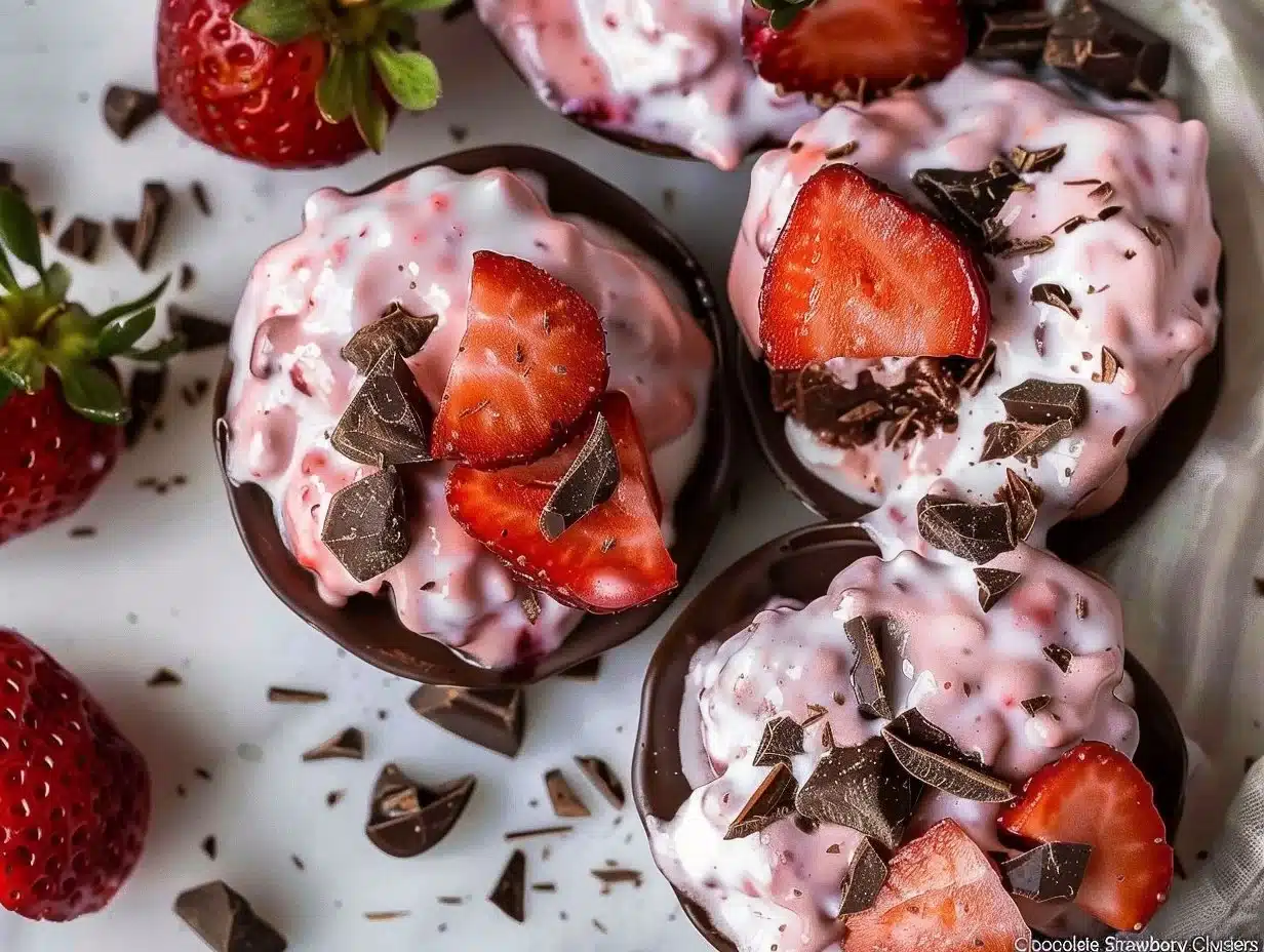 Chocolate Strawberry Yogurt Clusters 1 Chocolate strawberry yogurt clusters, a delicious and healthy snack option.