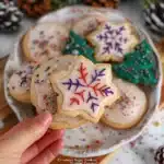 Plate of festive Christmas sugar cookies inspired by Crumbl recipe
