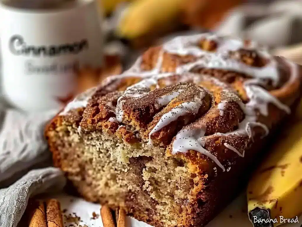 Delicious cinnamon swirl banana bread fresh out of the oven