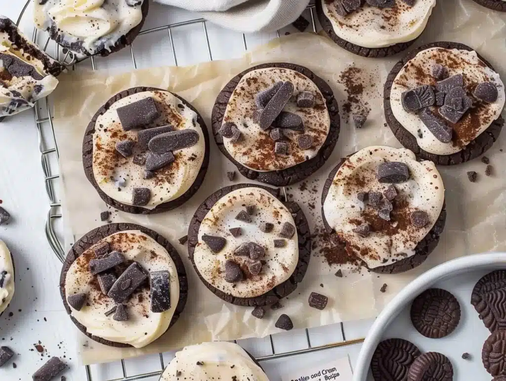 Delicious homemade Cookies and Cream Cookies on a decorative plate