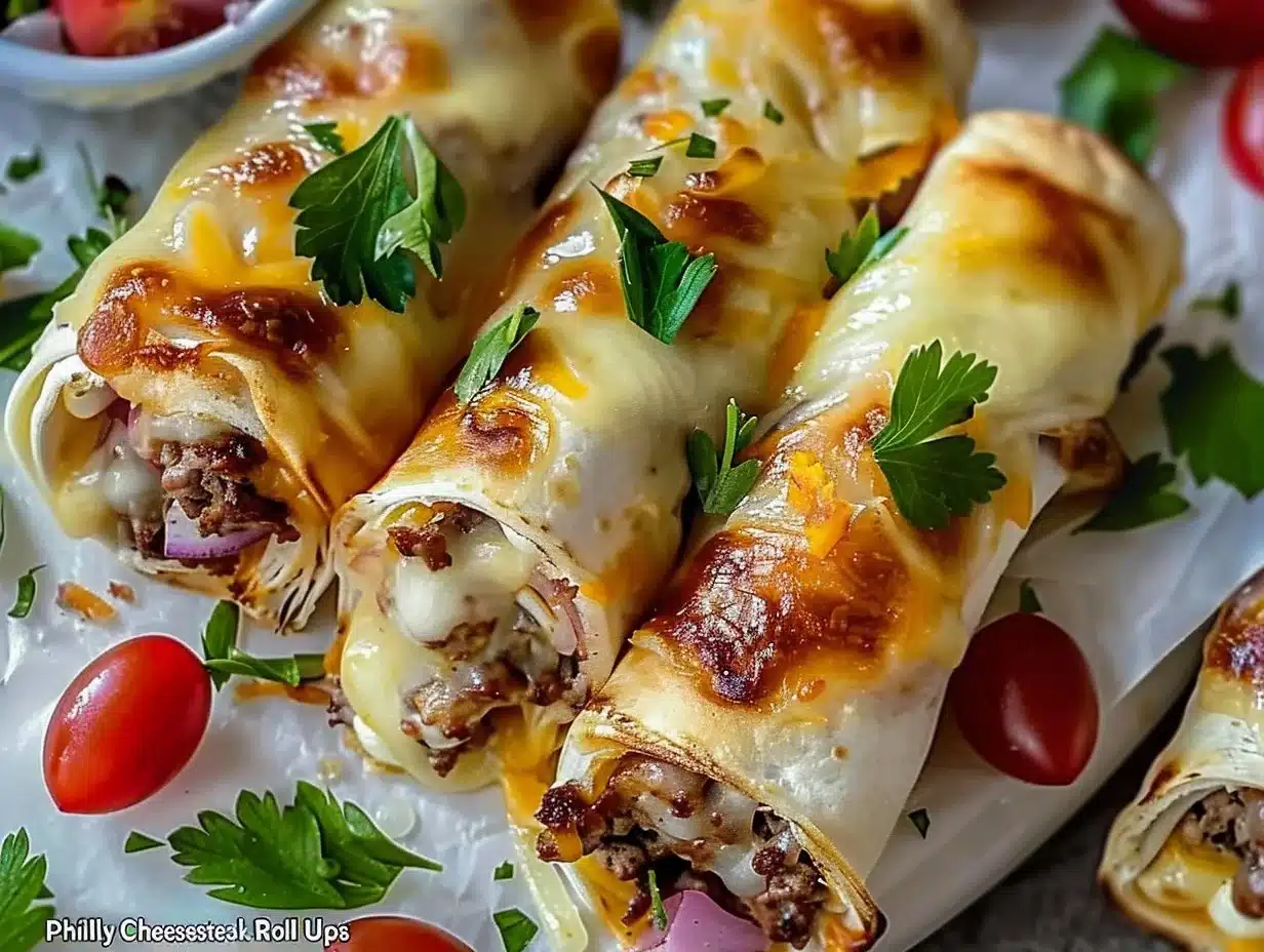 Delicious Keto Philly Cheesesteak Roll Ups served on a plate
