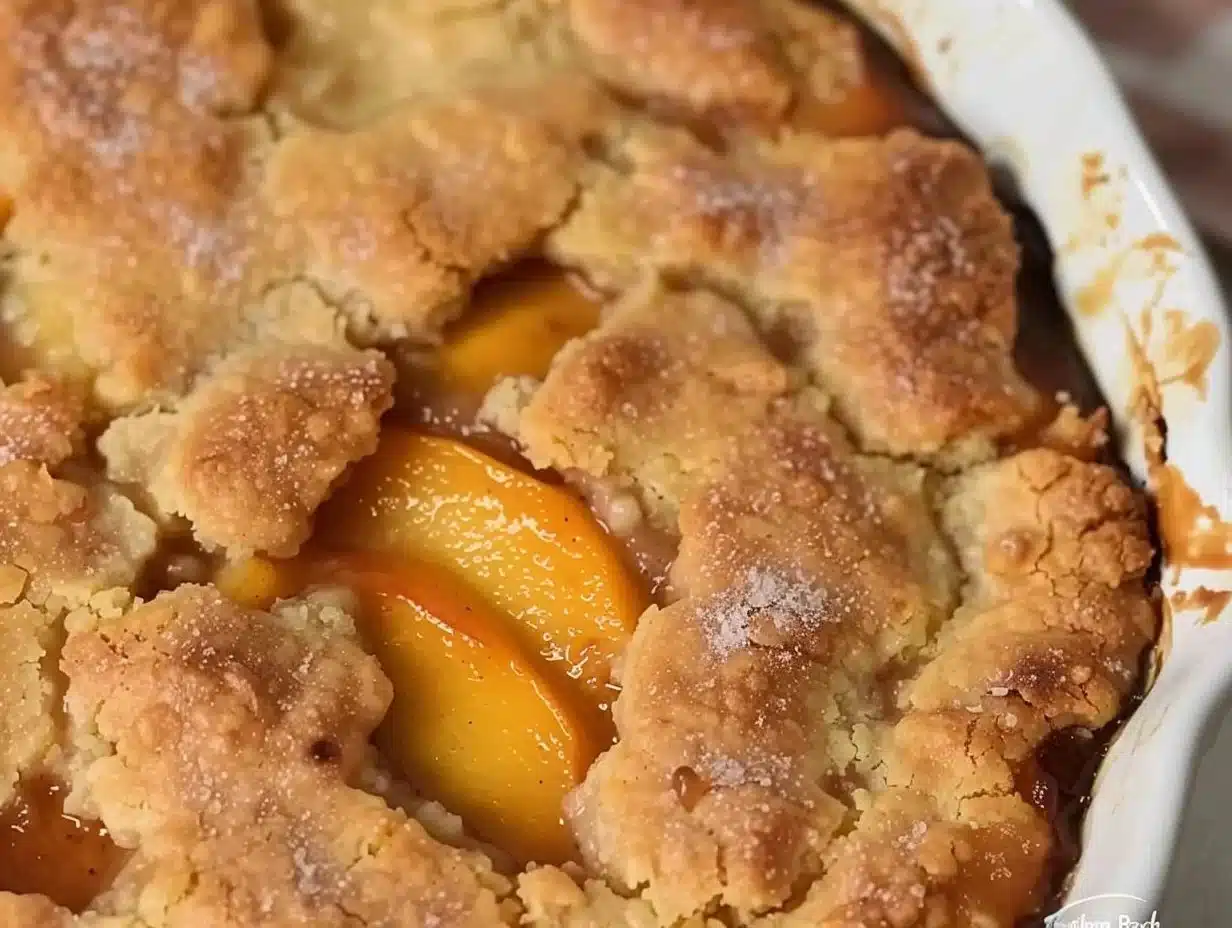 Fresh Southern Peach Cobbler with juicy peaches and golden crust