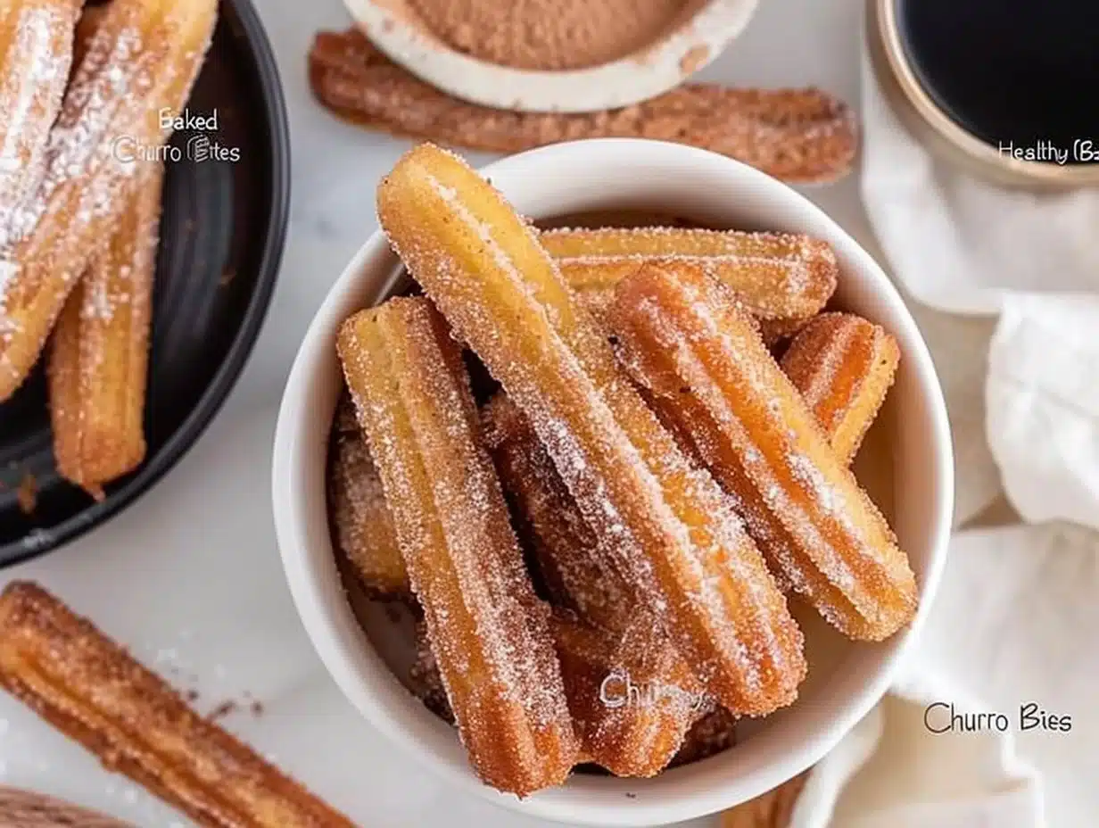 Healthy baked churro bites dusted with cinnamon and sugar