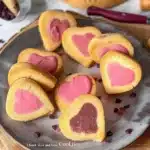 Heart-shaped slice and bake cookies ready for baking
