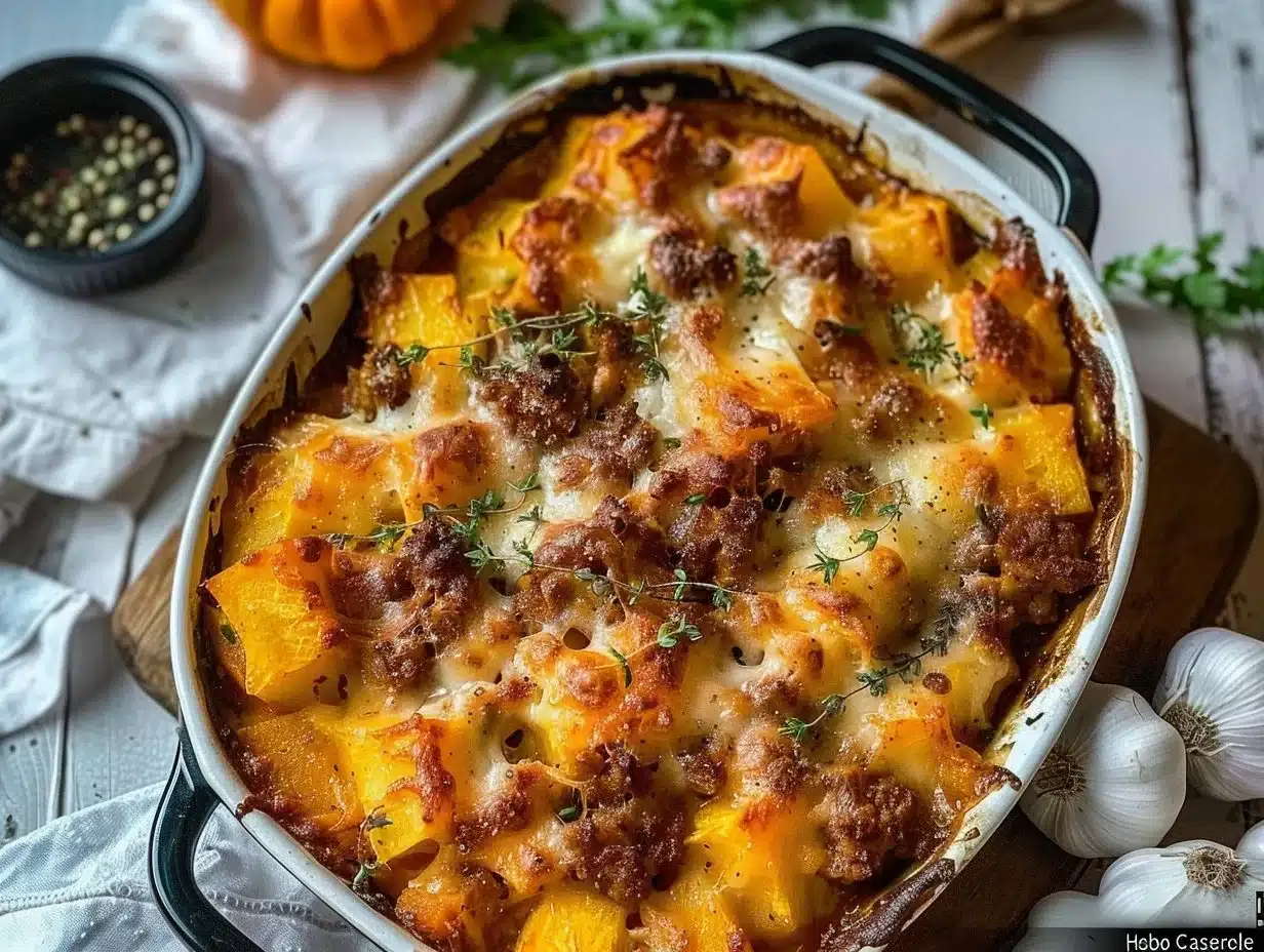 Delicious Hobo Casserole served in a colorful dish