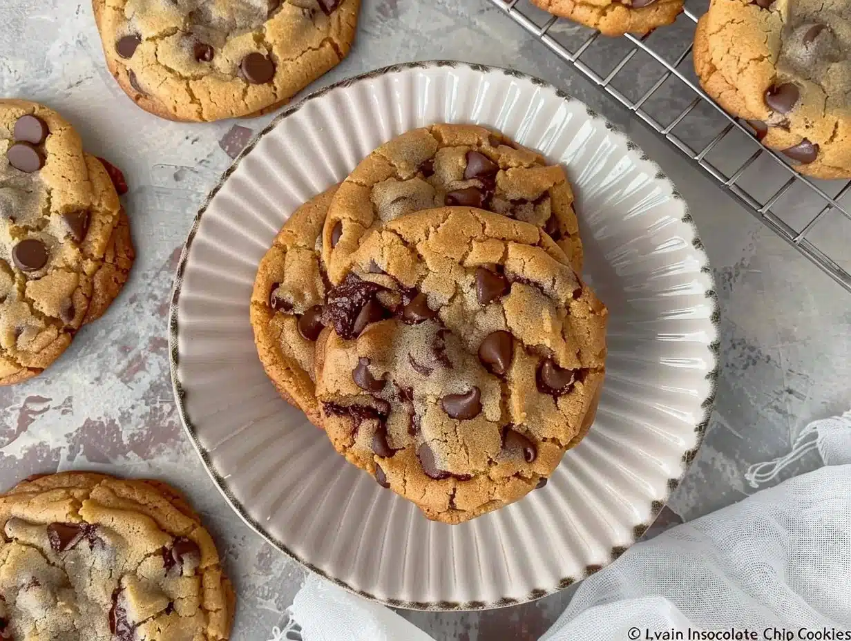 Delicious Levain Inspired Chocolate Chip Cookies with melted chocolate chips