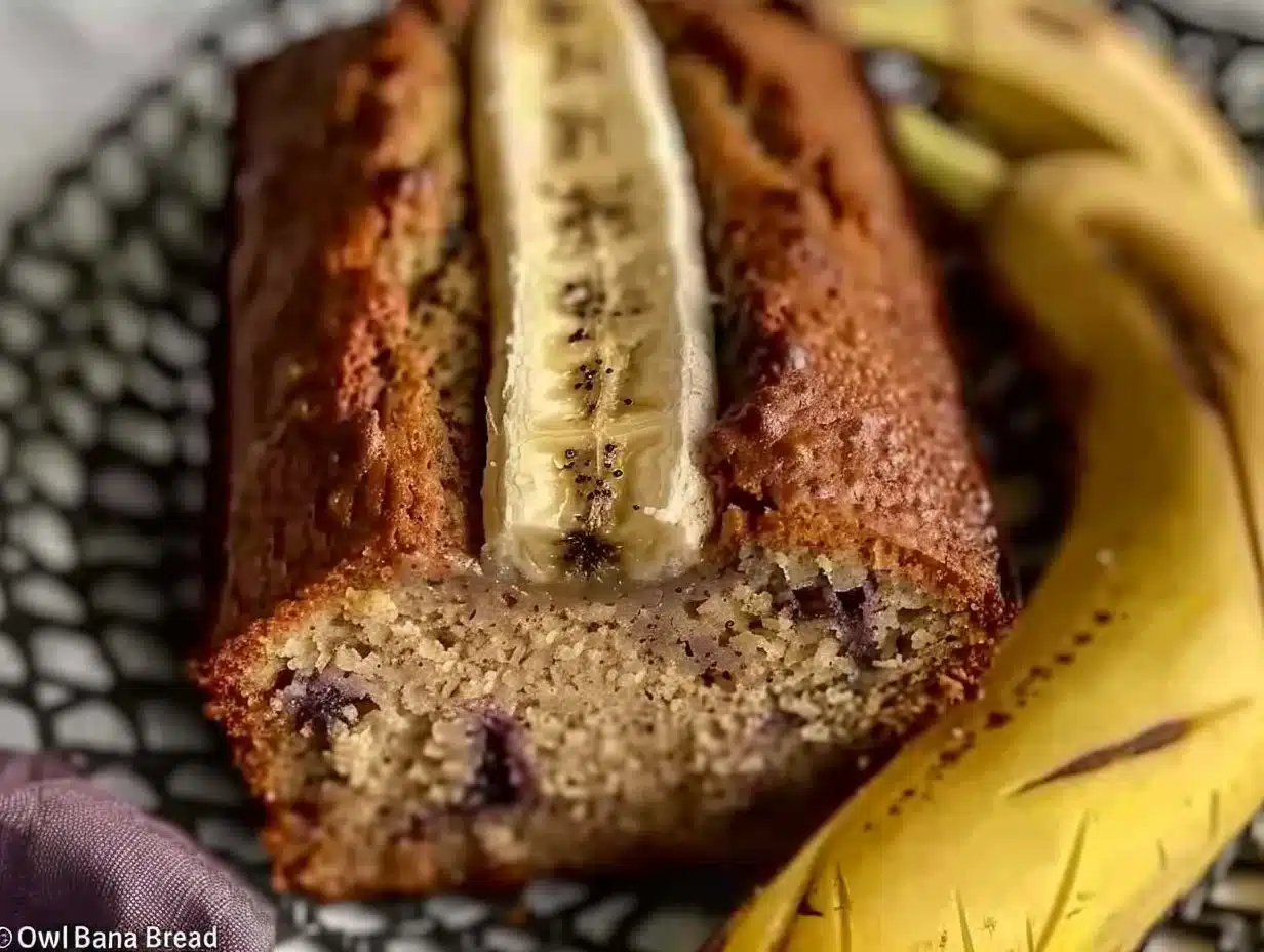 One Bowl Banana Bread 1 One bowl banana bread recipe with ripe bananas and a golden crust