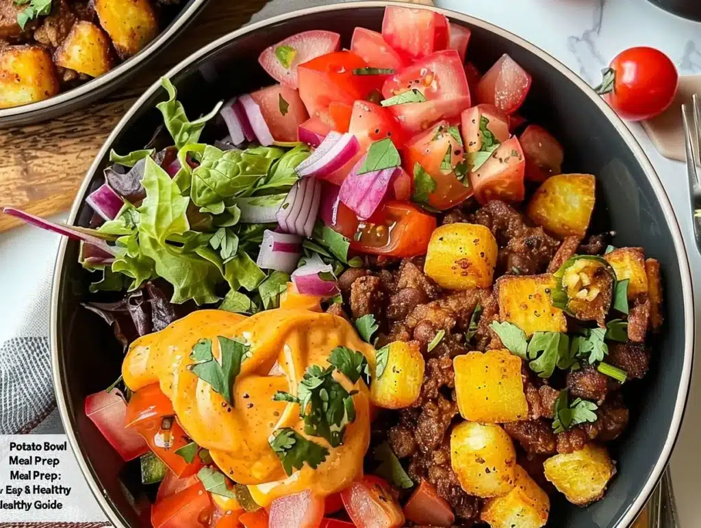 Delicious Potato Taco Bowl prepared for meal prep